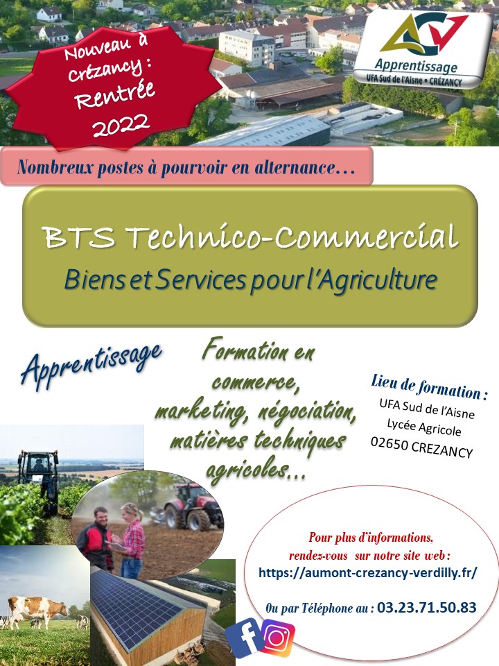 BTS Technico Commercial en Biens et Services pour Agriculture
