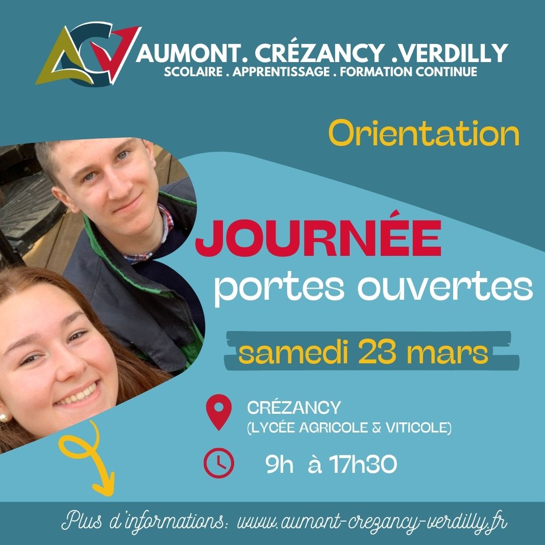 Le 23 mars 2024 c’est les JPO au lycée et à l’UFA de Crézancy !